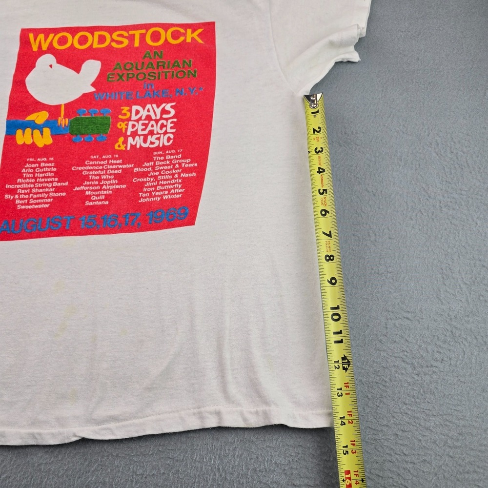 Vintage STAINS Woodstock 1969 Festival T-Shirt Hanes Single Stitch Medium USA - Picture 3 of 7